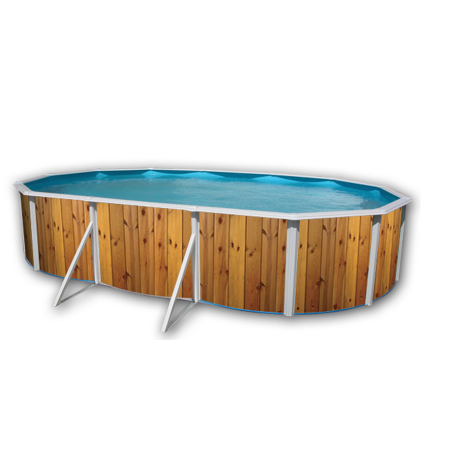 Piscine Allongee VETA Acier Decoration Bois 640 x 366 x 120 cm 