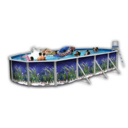 Piscine Allongee OCEANO Acier Decoration Aquatique 550 x 366 x 120 cm LEKINGSTORE