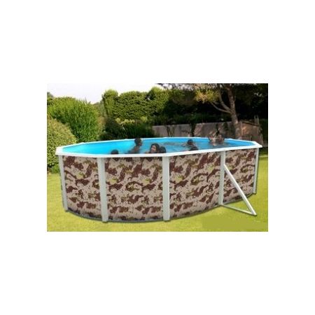 Piscine allongee CAMOUFLAGE Acier 550cm x 366 cm x H 120cm 