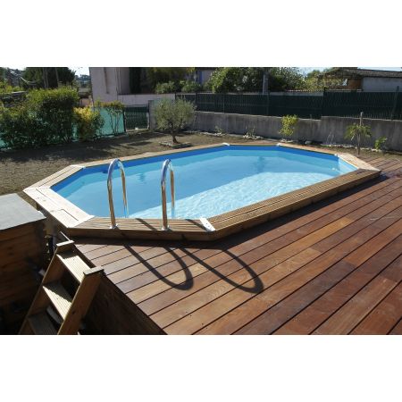 Piscine bois Allongée UBBINK OLYMPIA 350x500x120cm Liner Bleu 