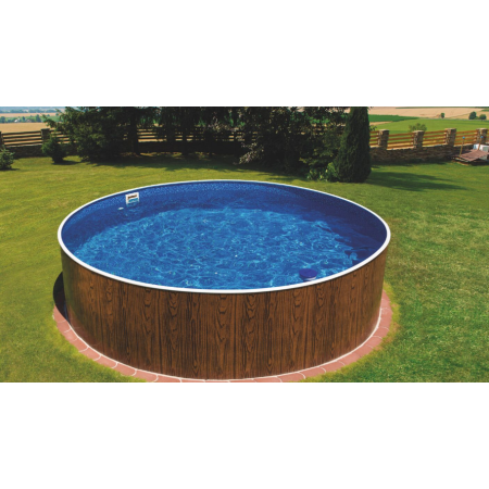 Piscine Acier Ronde Azuro VAR Hors Sol Aspect Bois D360xH120cm