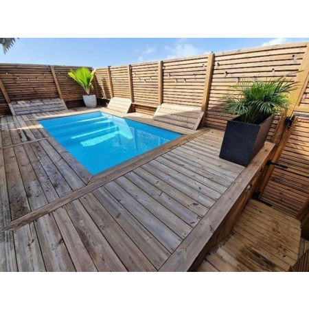 Piscine Bois Luxe Rectangulaire avec Escalier 420x320x145 cm