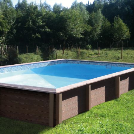 Kit Piscine Béton Aspect Bois Rectangulaire 467x324x130cm