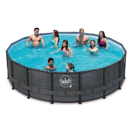 Piscine Tubulaire Ronde osier foncé 427 x 107 cm LEKINGSTORE