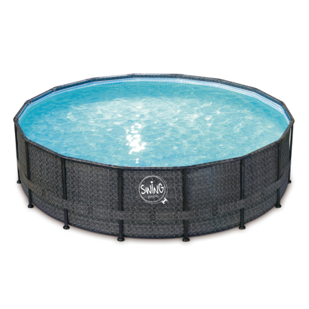 Piscine Tubulaire Ronde osier foncé 488 x 122 cm LEKINGSTORE