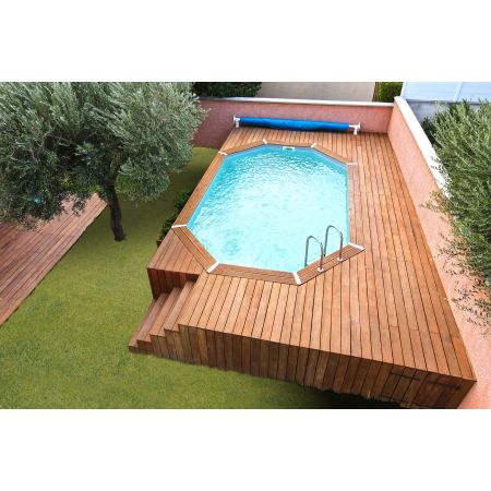 Piscine bois Allongée UBBINK OLYMPIA 350x500x130cm Liner Bleu 