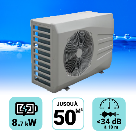 Pompe à chaleur Netpac 8.7 kW pour piscine de 40-50m3 + Bâche de protection
