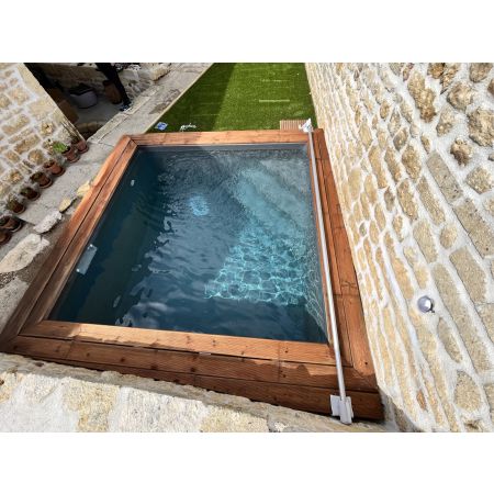 Piscine Bois Capri Carrée avec Escalier D'angle 420x420x145 cm