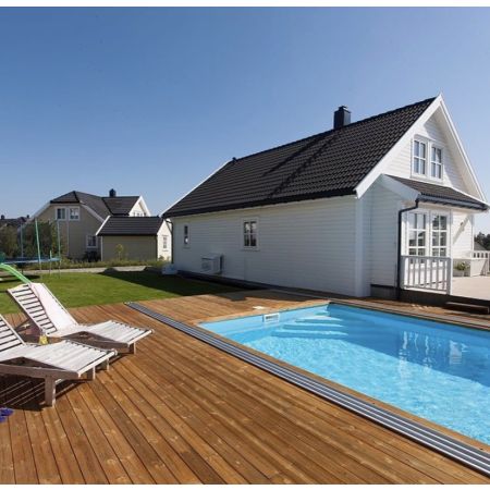 Piscine Bois Luxe Rectangulaire avec escalier d'angle 520x320x131cm