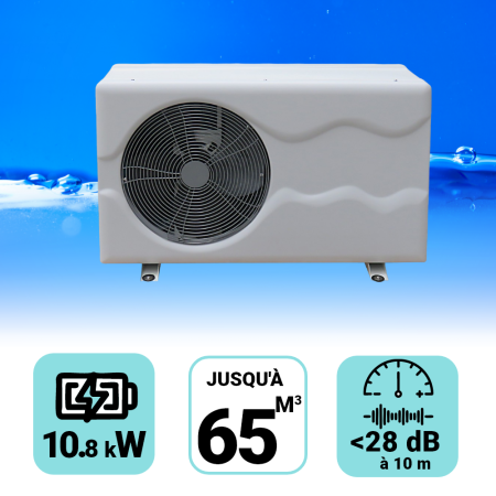 Pompe à chaleur Inverter 10.8 kW pour piscine de 50-65m3 + Bâche de protection 