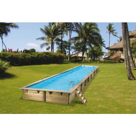 Couloir de nage Piscine Bois UBBINK LINEA 1550x350x155cm Liner Bleu 