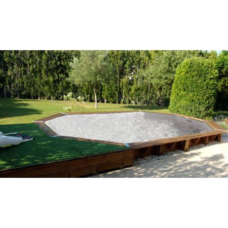 Piscine bois Allongée UBBINK AZURA 550x355x120cm Liner Gris 