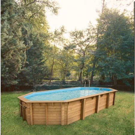 Piscine bois Allongée UBBINK OCEA 860x470x130cm Liner Bleu 