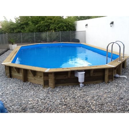 Piscine bois Allongée UBBINK SUPER TONGA 820x470x130cm Liner Bleu 