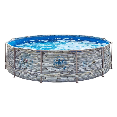 Piscine Tubulaire Ronde design Pierre ⌀ 3.66 x 91 cm