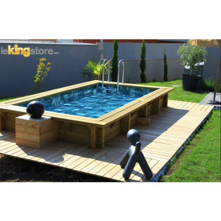 Piscine bois Rectangulaire Pierre de Bali 350x200x71cm