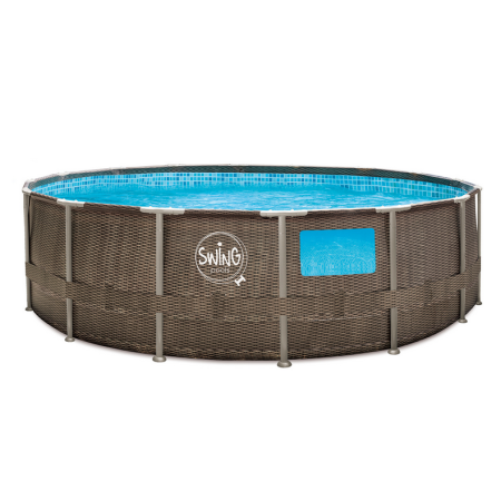 Piscine Tubulaire Ronde osier avec fenêtres ⌀ 4.57 x 1.22 m