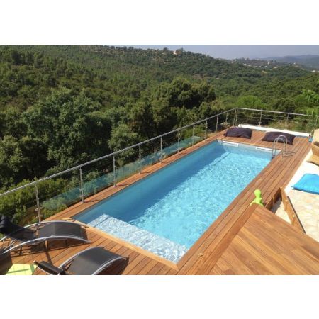 Piscine Bois Luxe Rectangulaire avec Plage Immergée+Escalier 620x420x130cm