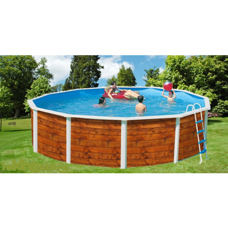 Piscine Ronde ETNICA Acier Aspect Bois 460cm x H 120cm