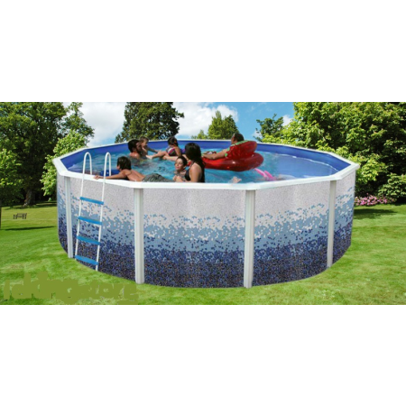 Piscine Ronde TRENCADIS Acier Decoration Mosaique 640 x 120 cm 