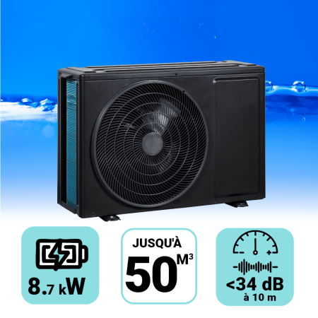 Pompe &agrave; chaleur EcoPac 8.7 kW pour piscine de 40-50m3 + b&acirc;che de protection