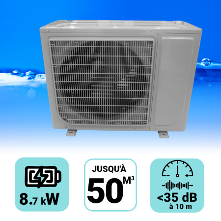 Pompe à chaleur EcoPAC8 8.7 kW pour piscine de 40-50m3 + bache de protection 