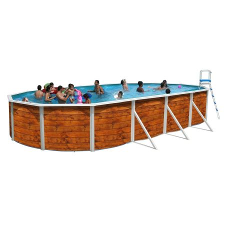 Piscine Allongee ETNICA Acier Aspect Bois 550cm x 366cm x H 120cm 