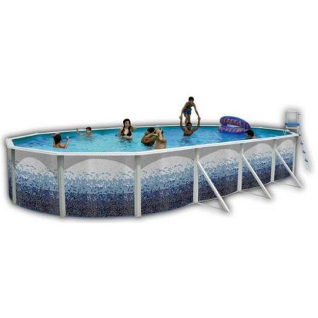 Piscine Allongee TRENCADIS Acier Decoration Mosaïque 550 x 366 x 120 cm 