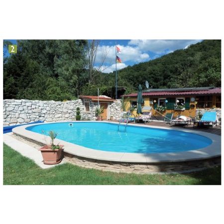 Piscine LUDY L.5.25 x l.3.20 x H.1.50 Enterrée Acier Allongée