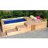 Piscine Bois Luxe Rectangulaire avec Plage Immergée + escalier 470x270x145cm Pierre de Bali