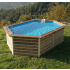 Piscine bois Octogonale Allongée SABTANG 510x320x129cm Liner bleu