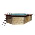 Piscine bois Octogonale Allongée FUGUA 590x420x129cm Liner bleu