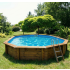 Piscine bois Octogonale Allongée CALAYAN  890x420x129cm Liner Bleu