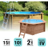 Piscine bois Hexagonale 395x117cm Liner bleu