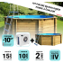 Piscine bois Hexagonale 395x117cm Liner bleu +Pompe à chaleur Offerte