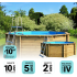 Piscine bois Hexagonale 395x117cm Liner bleu