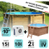 Piscine bois Hexagonale 395x117cm Liner bleu +Pompe à chaleur Offerte