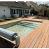 Piscine Bois PRESTIGE Rectangulaire SPARK avec Plage immergée + escalier 420x320x131cm Liner Relief 3D