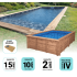 Piscine Bois Lenny Rectangulaire avec Plage Immergée 720x400x145cm Pierre de Bali