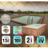 Piscine Bois PRESTIGE Anna Carrée avec Plage immergée + Escalier SPARK 520x520x145cm Liner Relief 3D