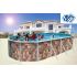 Piscine Allongée ROCALLA Acier Décoration Pierre 550 x 366 x 120 cm 