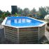 Piscine bois Octogonale Allongée CALAYAN  890x420x129cm Liner Bleu