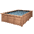 Piscine Bois PRESTIGE Capri Carrée avec Escalier d'Angle SPARK 420x420x145cm Liner Relief 3D
