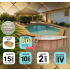 Piscine Bois PRESTIGE Octogonale allongée SPARK avec Escalier 415x265x131cm Liner Relief 3D
