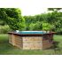 Piscine bois Octogonale Allongée FUGUA 590x420x129cm Liner bleu