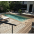 Piscine bois UBBINK PREMIUM avec Escalier 555x300x140cm Liner Relief 3D