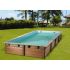 Liner Bleu 75/100 eme pour Piscine Bois Rectangulaire 420x320x131 cm Coloris Gris avec angle a droite