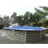 Piscine bois Octogonale Allongée LUCON 590x420x111cm Liner bleu