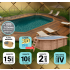 Piscine Bois PRESTIGE Octogonale allongée avec Plage immergée + Escalier SPARK 415x265x131cm Liner Relief 3D