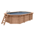 Piscine Bois PRESTIGE Octogonale allongée avec Plage immergée + escalier 807x457x131cm Liner Relief 3D